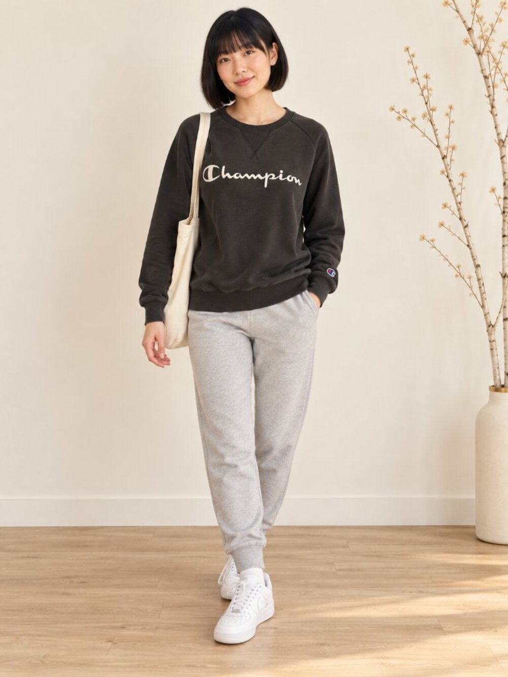 Authentic Champion athletic apparel pullover sweatshirt black vintage SZ M